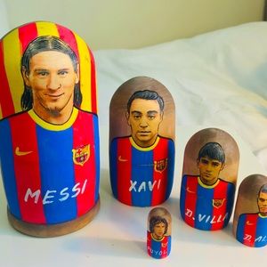 Collectible Messi FCB Commemorative Handmade Nesting Doll Set